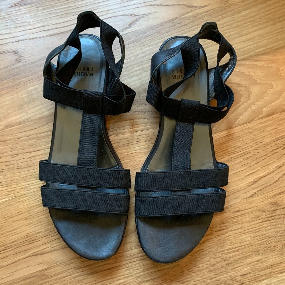 Stuart Weitzman Black Low Heeled Sandals - Size 8 1/2M